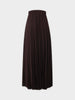 Wool Blend  Pleated Skirt-Dark Brown-1