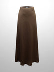 Linen Slip Skirt-Brown