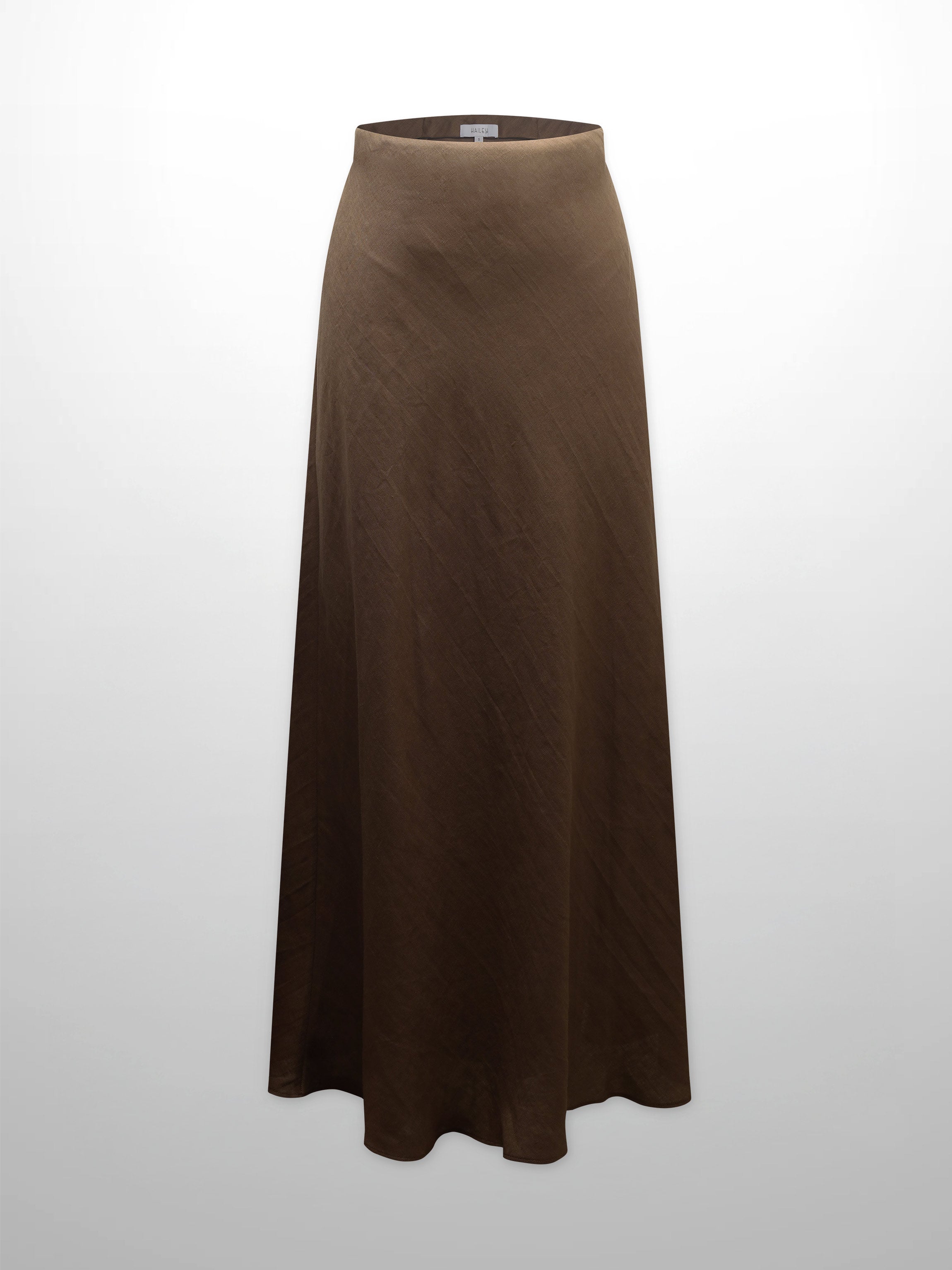 Linen Slip Skirt-Brown
