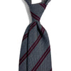 Gray & Burgundy Striped Wool Challis Tie-1
