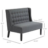 Scandinavian 2 Seater Button Tufted Loveseat Wooden Legs Gray Linen-4