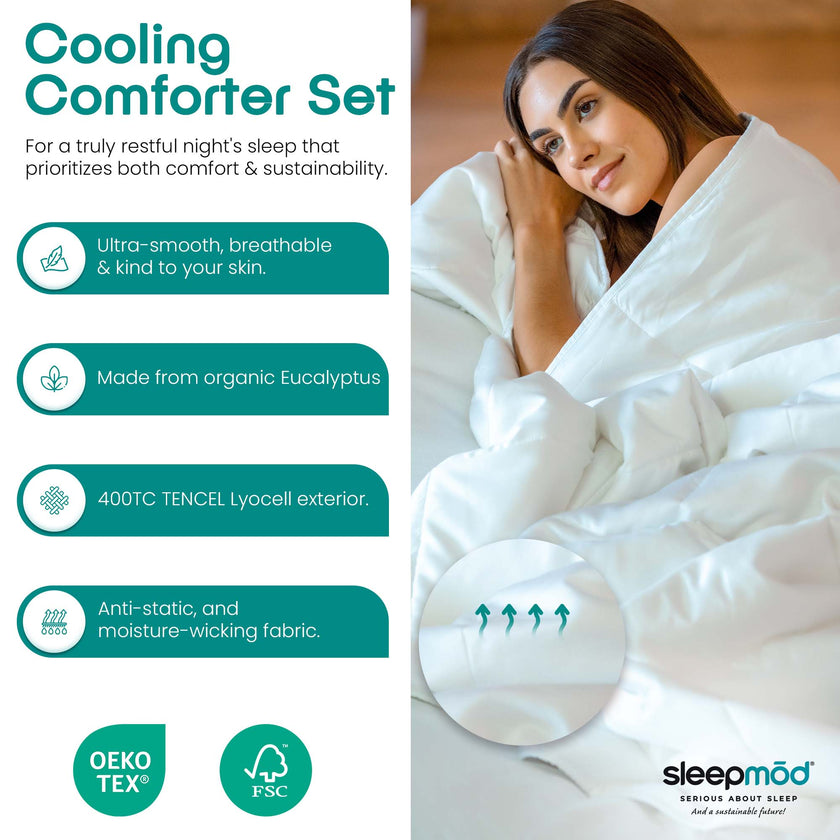 Cooling Comforter Set – Temperature-Regulating Eucalyptus Silk Comforter & Pillow Shams-2