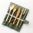 Bamboo Cutlery Set | Zero Waste Reusable | Washable Organic Cotton Travel Pouch & Hemp Cleaning Brush
