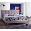 Full size Beige Linen Upholstered Platform Bed with Button Tufted Headboard-0