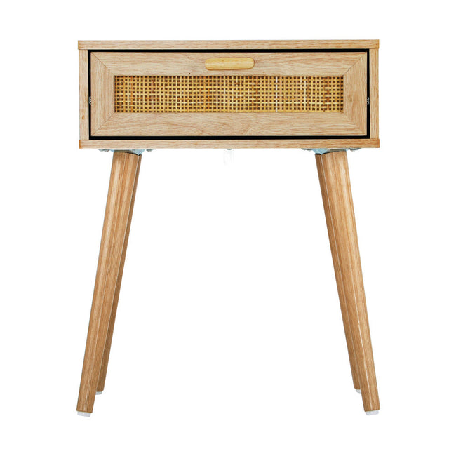 NNEED Bedside Table Wooden Rattan Furniture-0