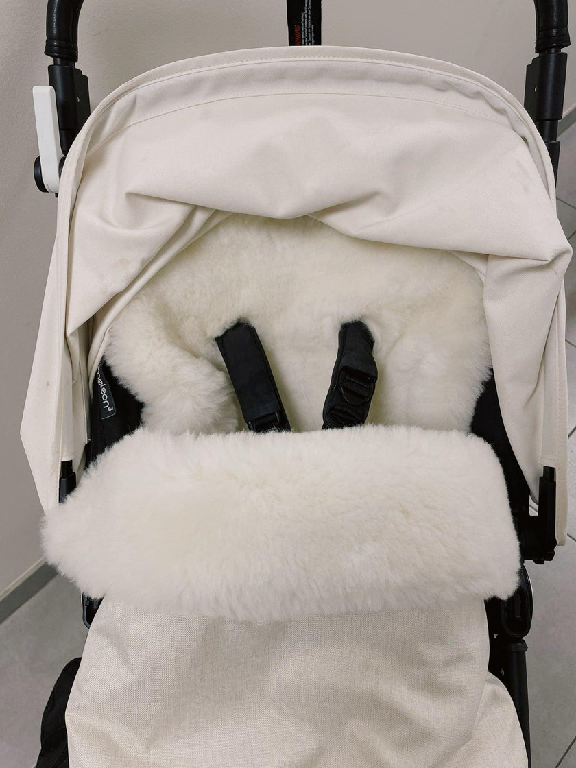 White Natural Sheepskin Stroller Sleeping Bag-4