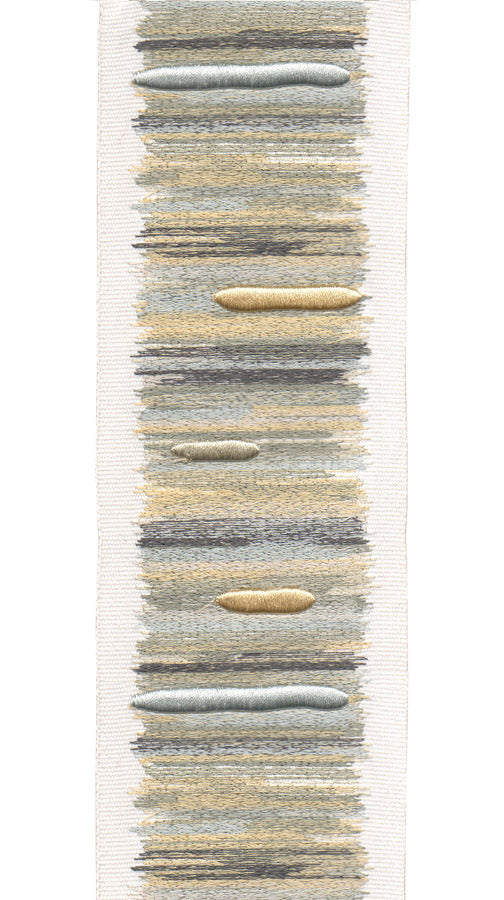 Embroidered Trim with Abstract Stripes | 10cm Cotton Canvas Trimming | Sold By The Metre