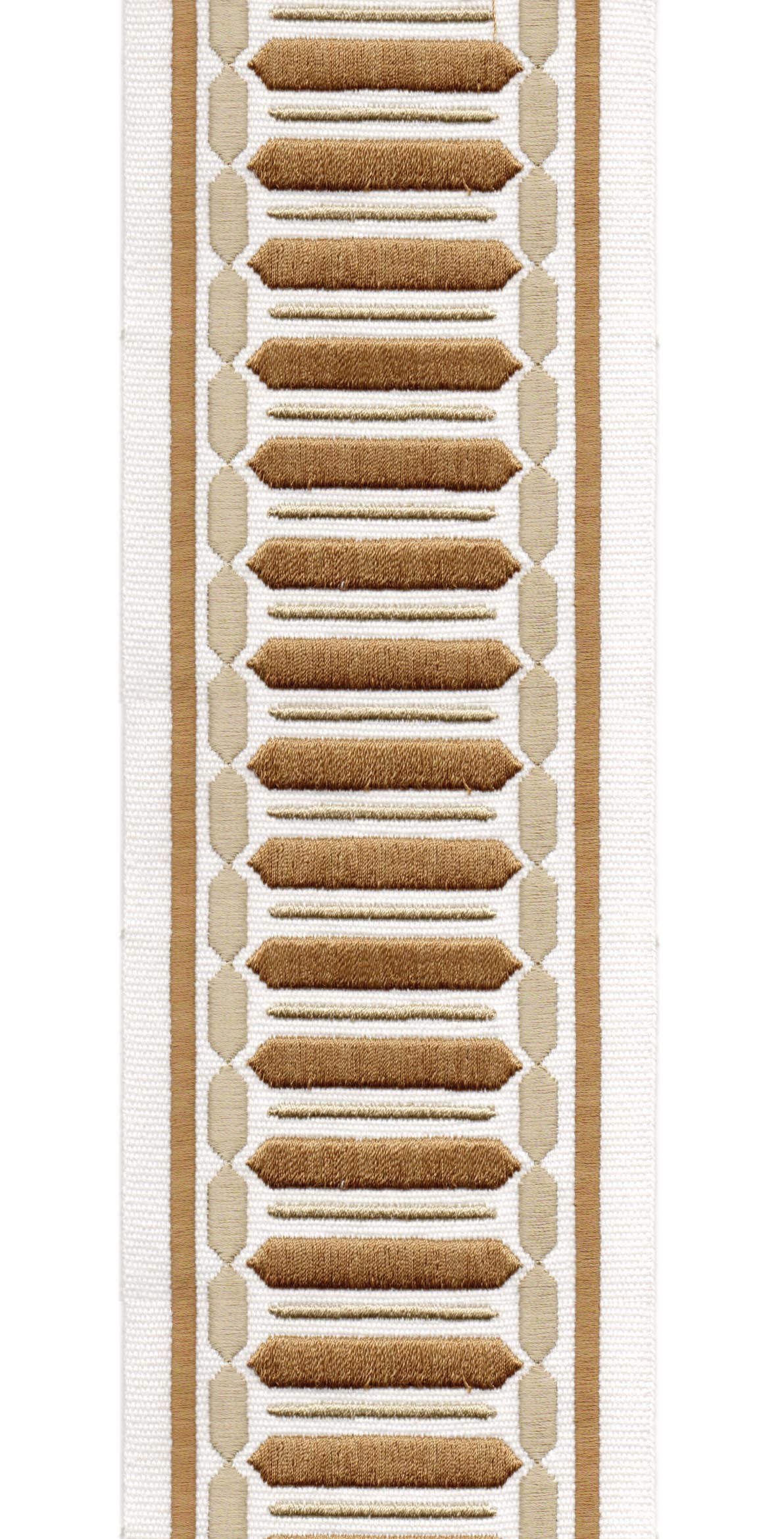 Embroidered Geometric Trim | 10cm Wide Cotton Canvas Border Tape | Curtain, Cushion & Craft Trimming by the Metre