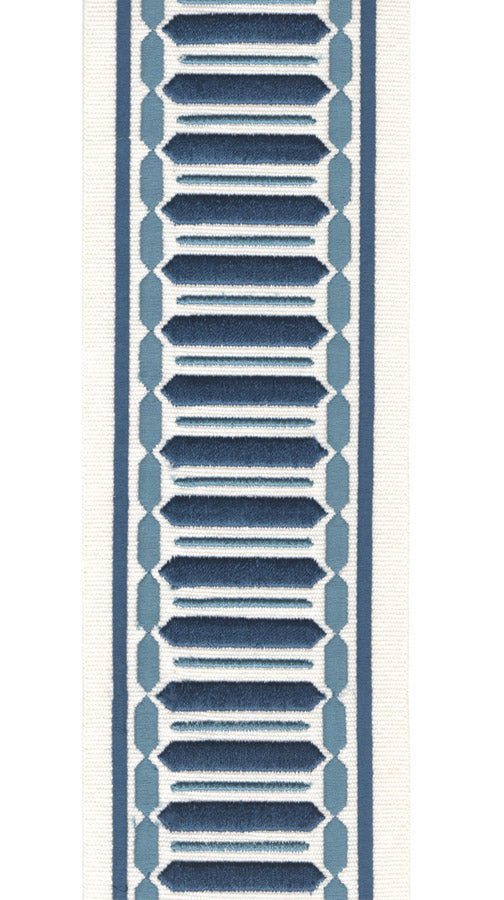 Embroidered Geometric Trim | 10cm Wide Cotton Canvas Border Tape | Curtain, Cushion & Craft Trimming by the Metre