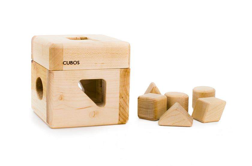 CUBOS-lite (100% Natural,Shape Sorter,Heirloom Quality, Hardwood, Made in Canada)