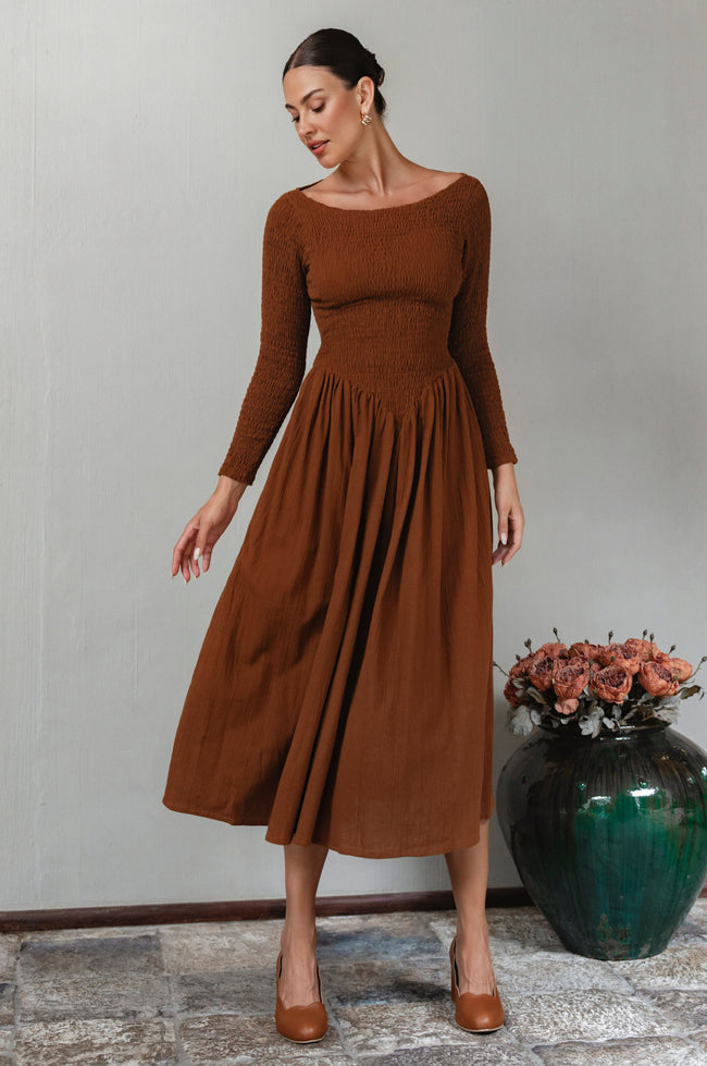 Chantilly Long Sleeve Smocked Dress-6