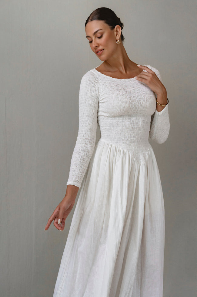 Chantilly Long Sleeve Smocked Dress-1