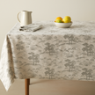 Organic Linen Tablecloth – Rustic Toile Design – 5 Colours – Rectangular, Square & Round Sizes