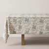 Organic Linen Tablecloth – Rustic Toile Design – 5 Colours – Rectangular, Square & Round Sizes