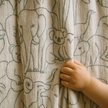 Embroidered Animal Linen Curtains for Kids Room – Custom Sizes – Blackout or Cotton Lined – Single or Pair