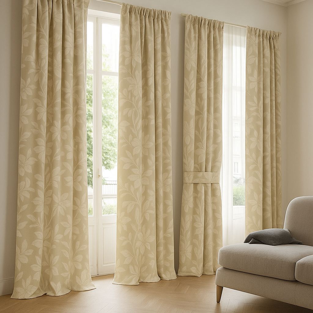 Luxury Cotton Linen Jacquard Floral Curtains | Custom Sizes & Liner Options | Perfect for Modern & Traditional Interiors