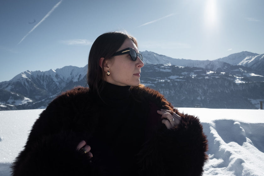 Sheepskin Fur / Coat with Burgundy Silk Lining - Brown-4