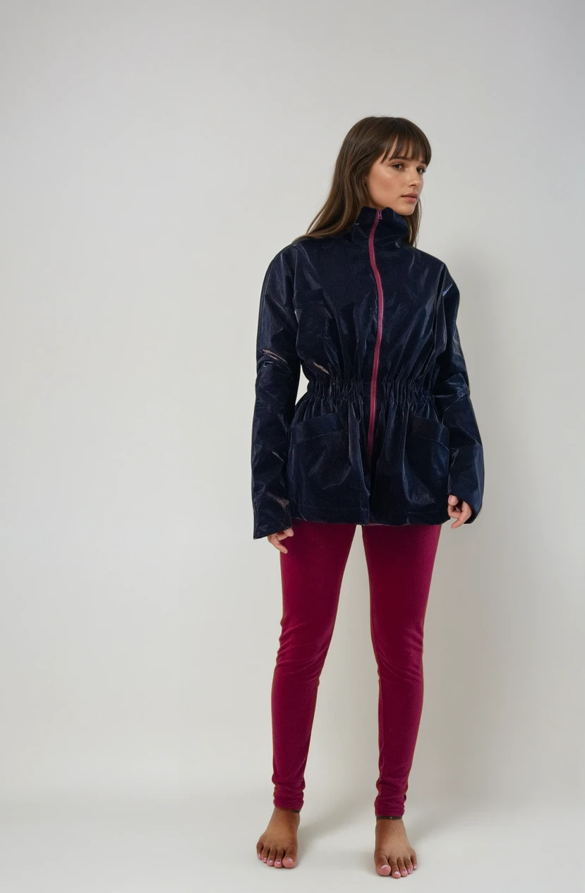 Single-Panel Cotton Windbreaker with Merino Wool Lining - Black-1