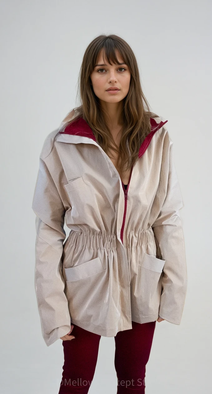 Single-Panel Cotton Windbreaker with Lyocell/Wool Lining - Beige-2