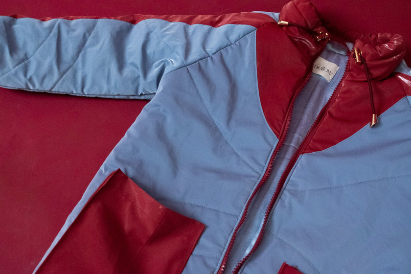 Kid's Wool Puff Jacket - Blue - Natural, Non-Toxic & Insulated with 100% Wool-4