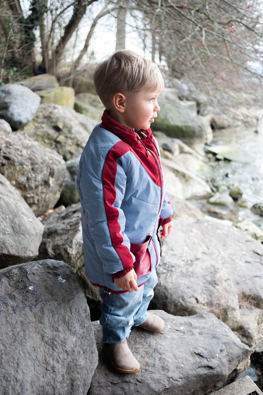 Kid's Wool Puff Jacket - Blue - Natural, Non-Toxic & Insulated with 100% Wool-1