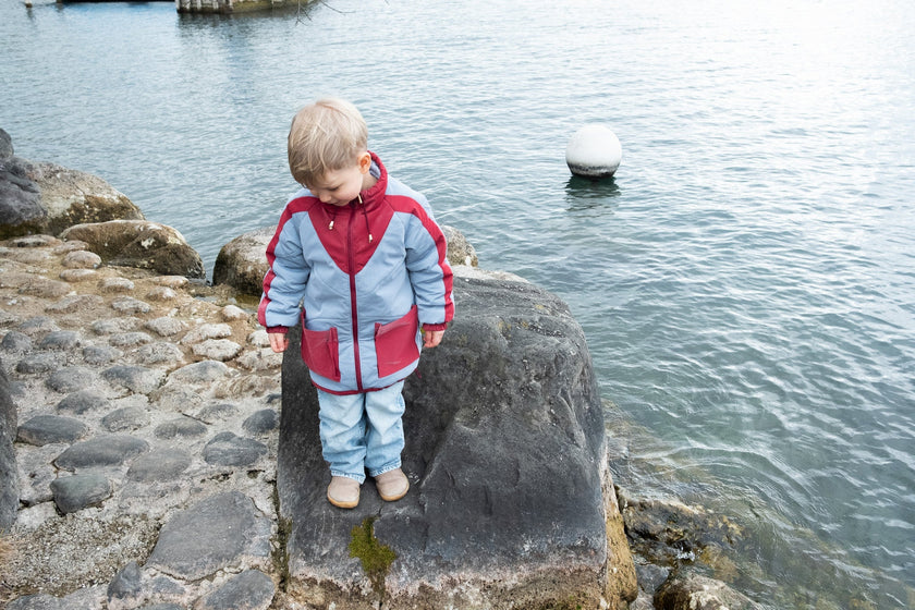 Kid's Wool Puff Jacket - Blue - Natural, Non-Toxic & Insulated with 100% Wool-0