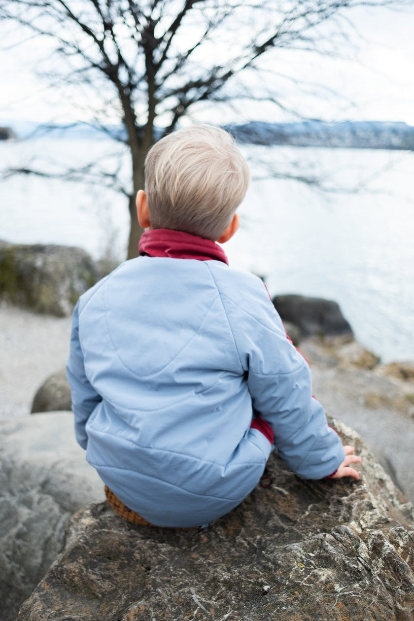 Kid's Wool Puff Jacket - Blue - Natural, Non-Toxic & Insulated with 100% Wool-2