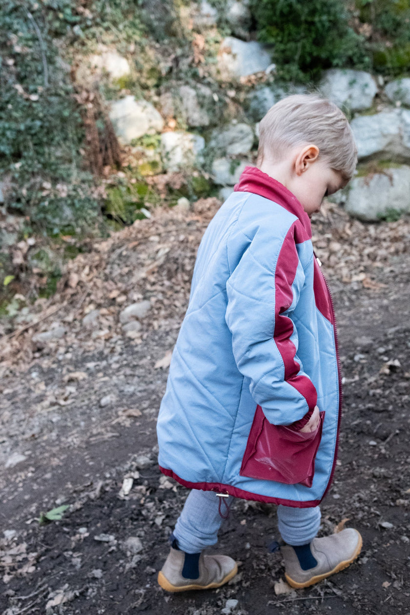 Kid's Wool Puff Jacket - Blue - Natural, Non-Toxic & Insulated with 100% Wool-3