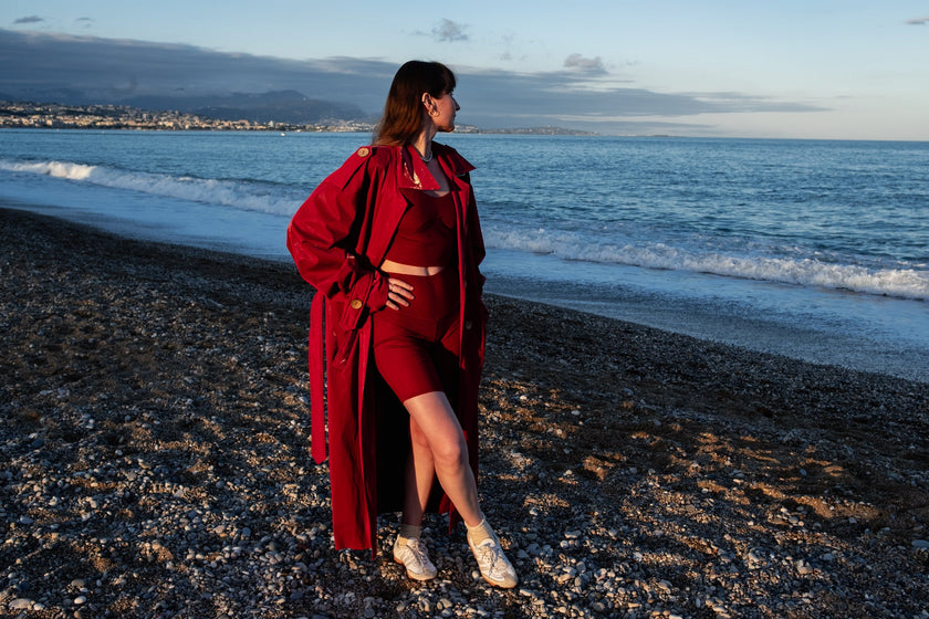 Women's Lyocell/Wool Sports Bra - Burgundy-4