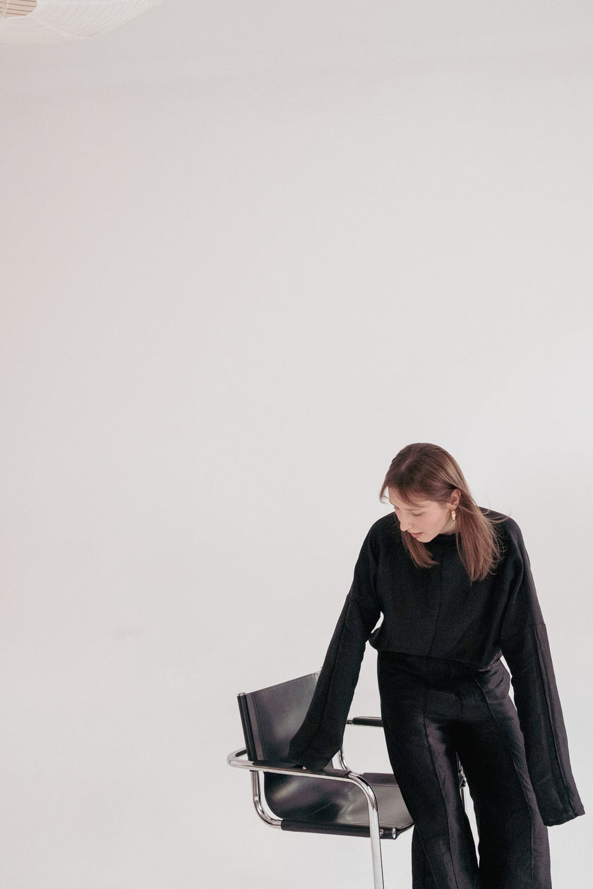 Silk/Linen Clothing Set - Black-4