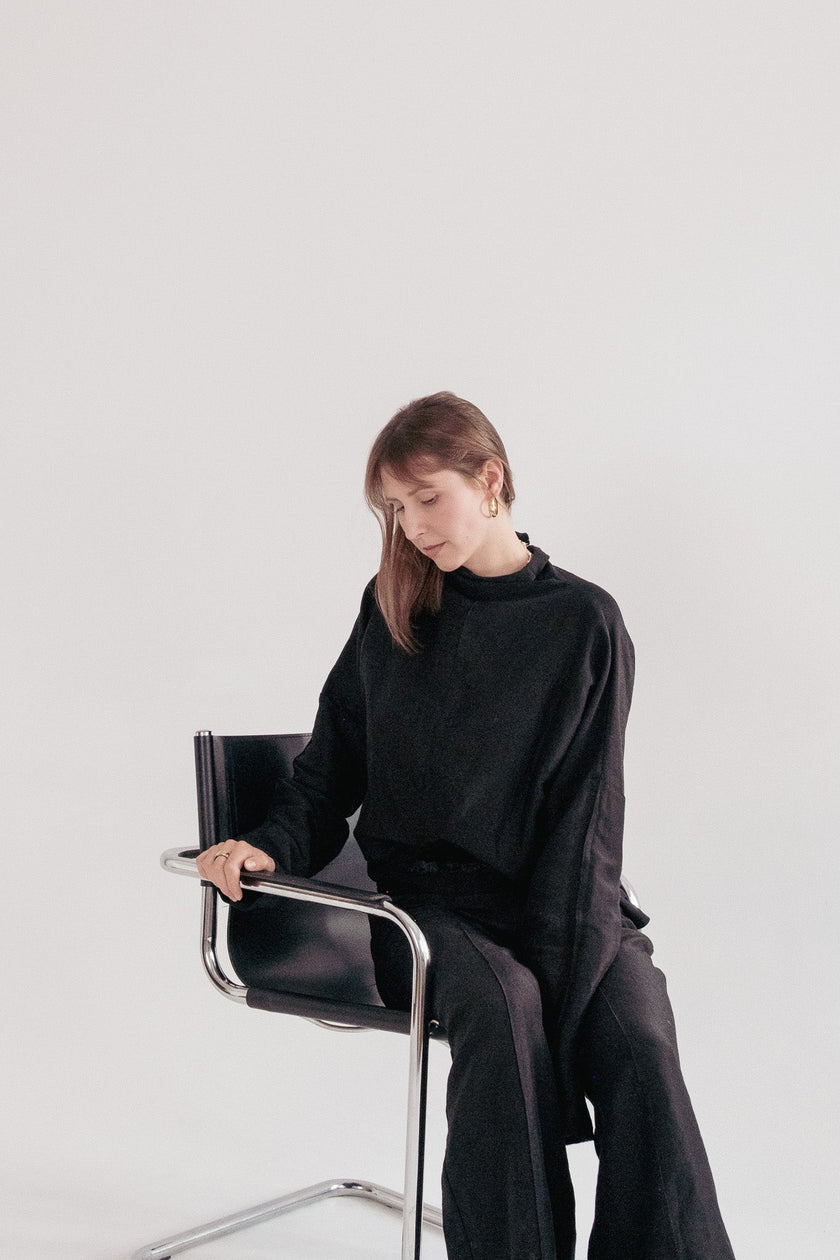 Silk/Linen Clothing Set - Black-3