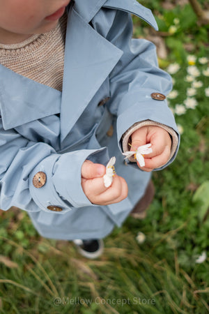 Kid's Trench Coat - Blue - Cotton-1