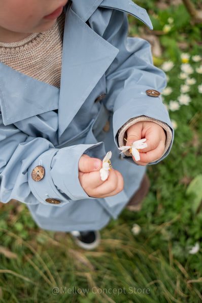Kid's Trench Coat - Blue - Cotton-1