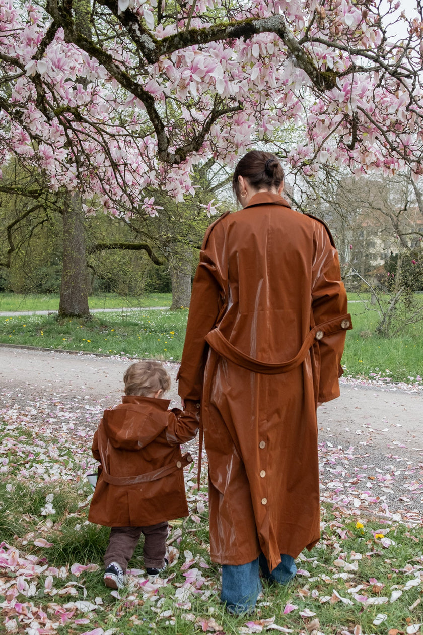 Kid's Trench Coat - Brown - Cotton-3