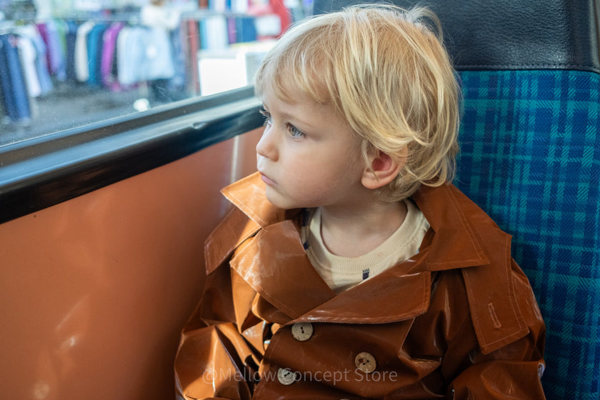 Kid's Trench Coat - Brown - Cotton-4