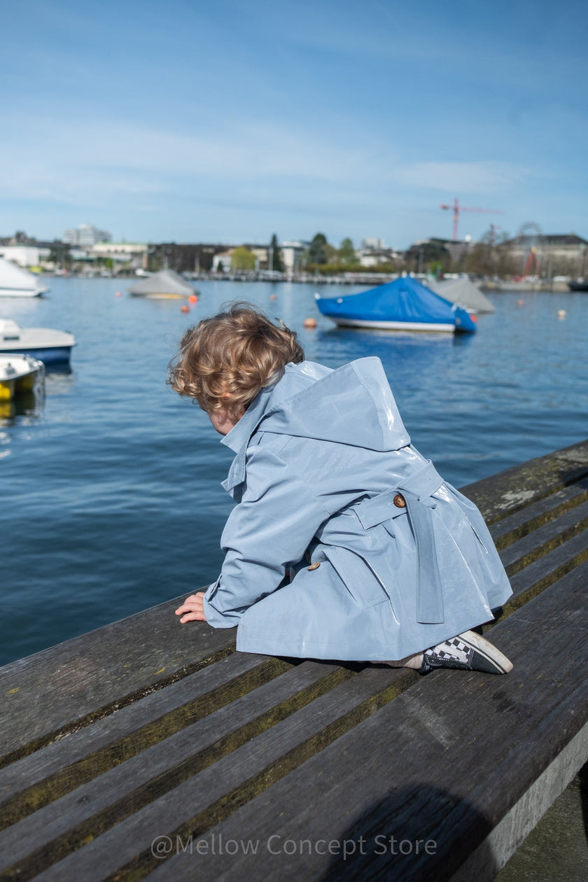 Kid's Trench Coat - Blue - Cotton-3