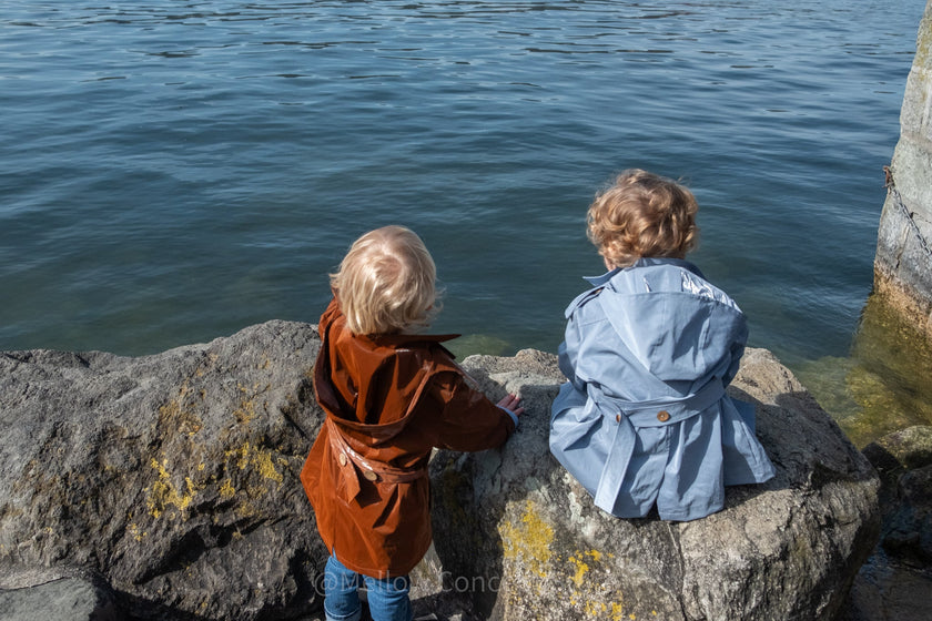 Kid's Trench Coat - Blue - Cotton-4