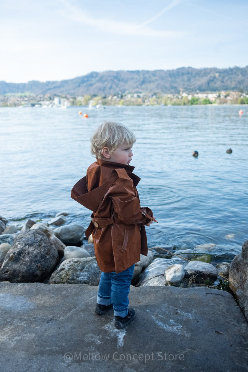 Kid's Trench Coat - Brown - Cotton-0