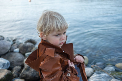 Kid's Trench Coat - Brown - Cotton-1