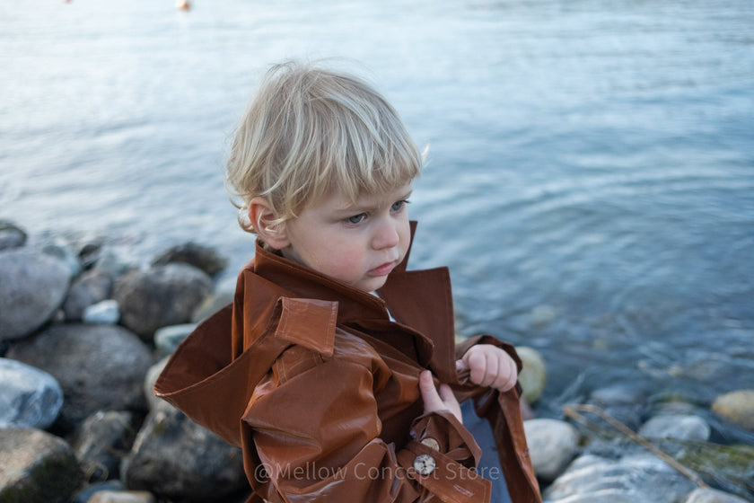 Kid's Trench Coat - Brown - Cotton-1