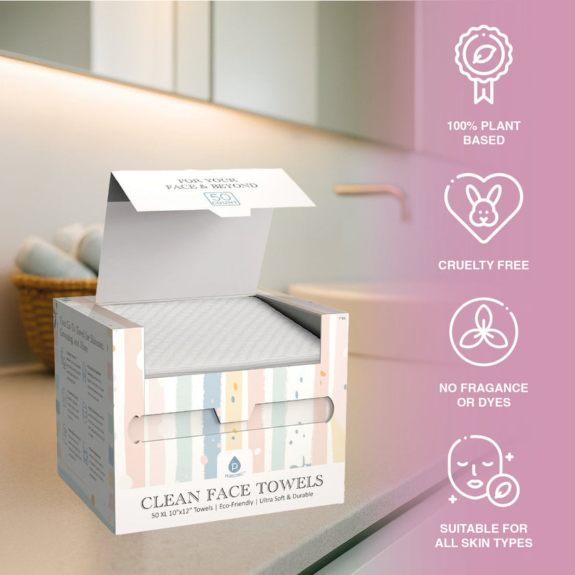 Clean Facial Towels – Six Pack Bundle | Eco-Friendly, Extra-Large, 100% Plant-Based Towels