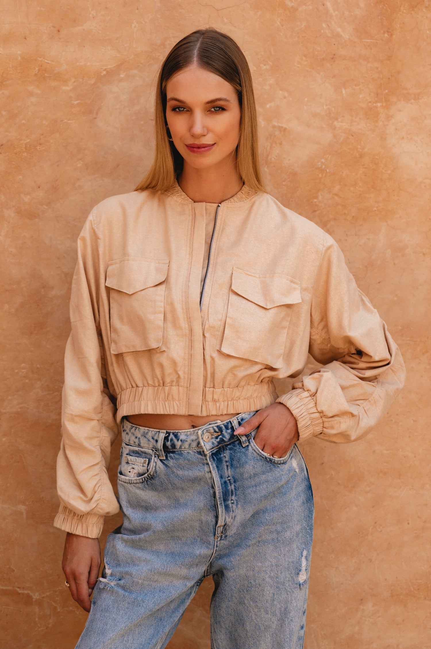 Denver Linen Bomber Jacket-5