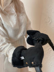 Waterproof Natural Sheepskin Stroller Hand Muffs - Black-2