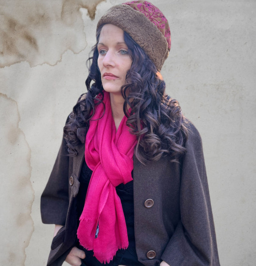 Fuchsia Solid Wool Lightweight Scarf-1