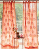 Pink & Green Hand Block Printed Linen Curtains | Floral Pattern | Privacy Opaque Light Filtering