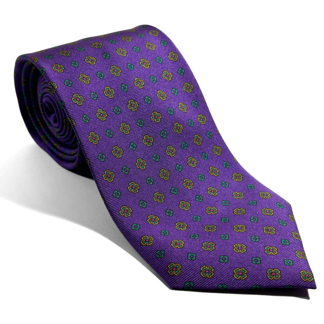 Purple Floral Silk Tie-0