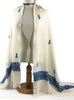Sapphire and Ivory Embroidered Wool Wrap-8