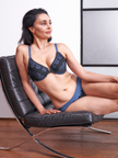 Elysia - Navy Blue Silk & Organic Cotton Front Closure Full Cup Underwired Bra-3