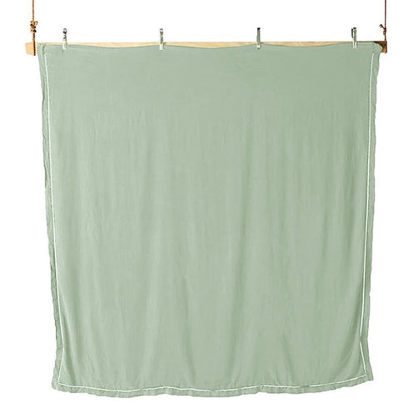 Embroidered Edge Sage Green 100% Pure Linen | Linen Cotton Mix | 3 Piece Duvet Cover Set | 4 Piece Sheet Set | Handmade | Pre-washed | Soft-2