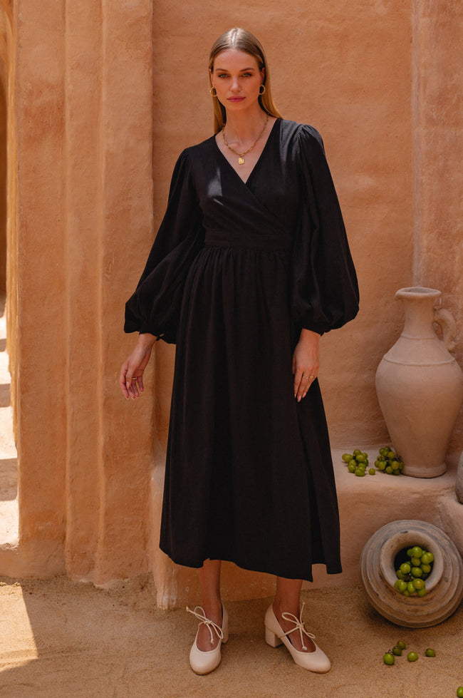 Emerie Long Sleeve Wrap Dress-0